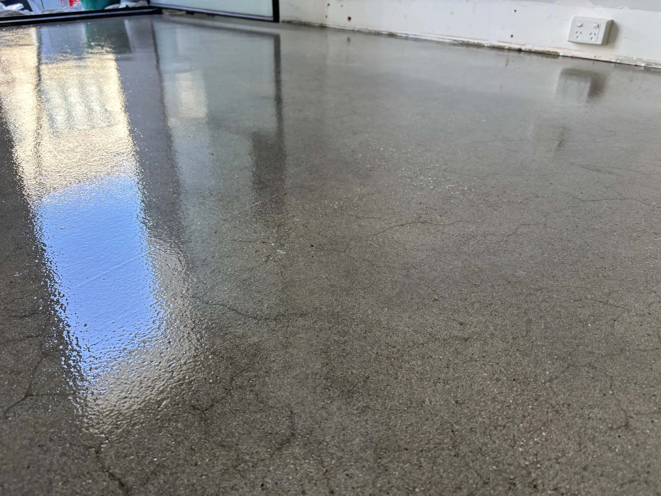 Honed concrete flooring